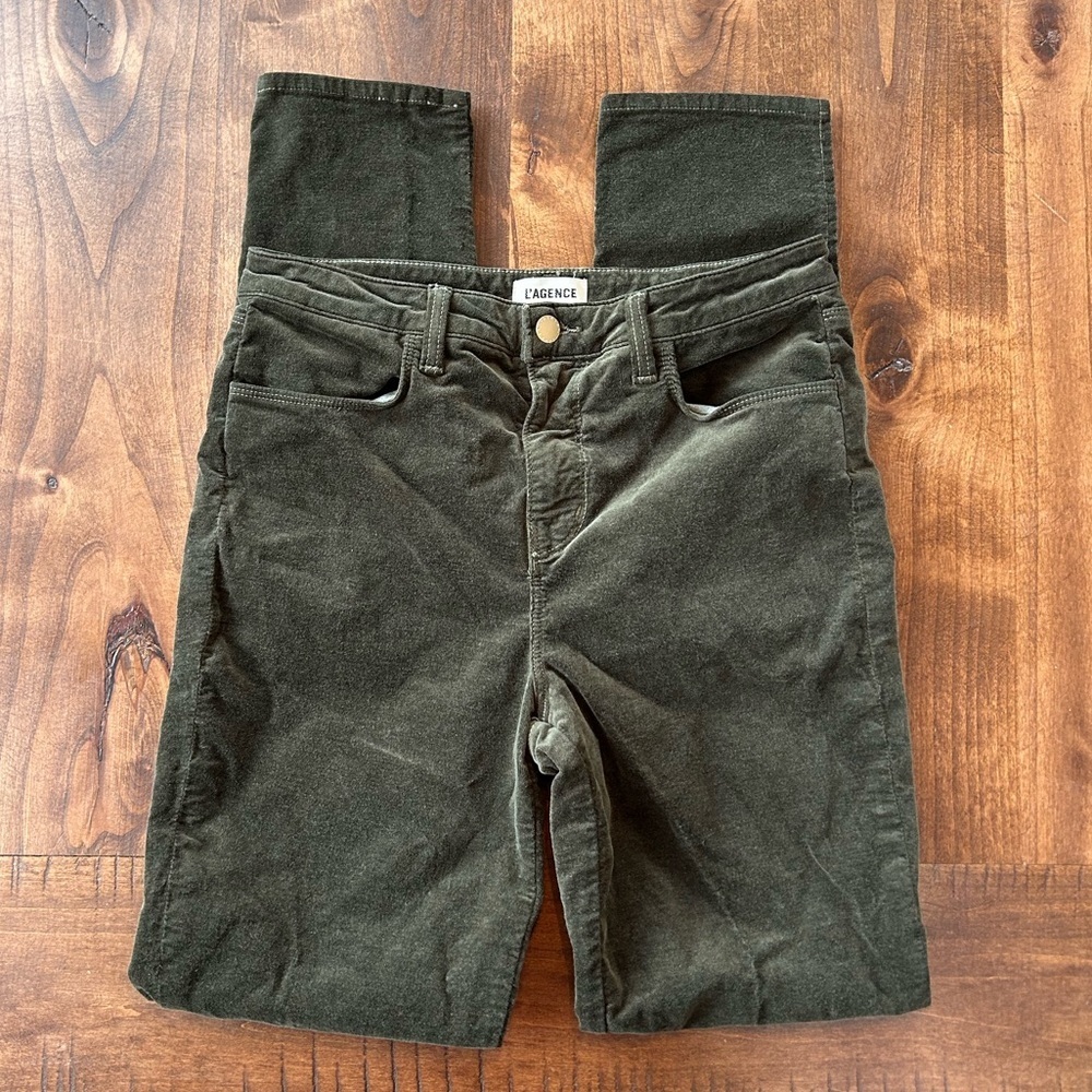 L'AGENCE Josie High Rise Skinny Split Hem Pants – Hunter Green | Size 28 - Picture 5 of 9